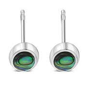  Abalone Shell Oval Stud Silver Earrings - e359